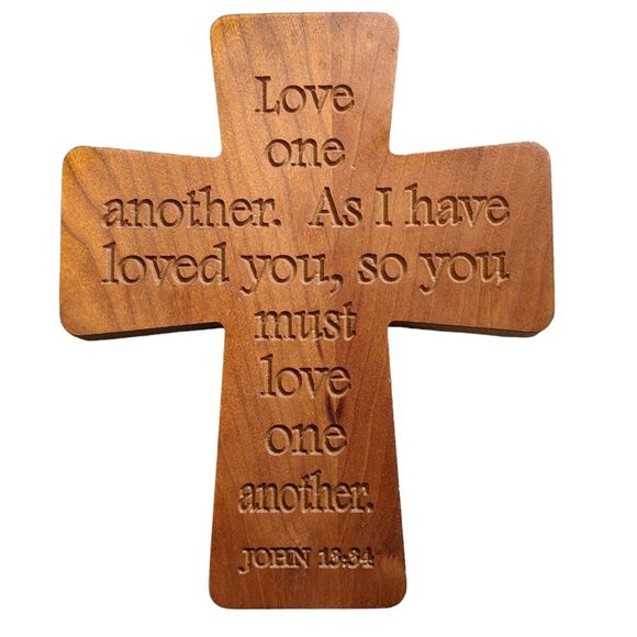 Love One Another scripture wooden John 15 Religious Church wall cross - Picture 1 of 8